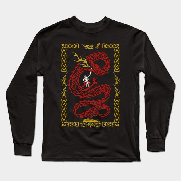 Beowulf Vs the Dragon Long Sleeve T-Shirt by Art of Arklin